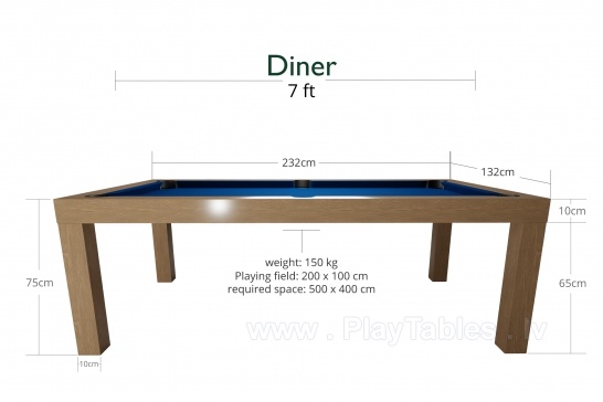 Biljards / Ēdamgalds , Diner, oak, Pool, 7 ft.