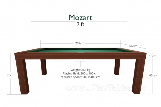 Pool Table / Dining Table, Mozart, 7 ft., mahogany